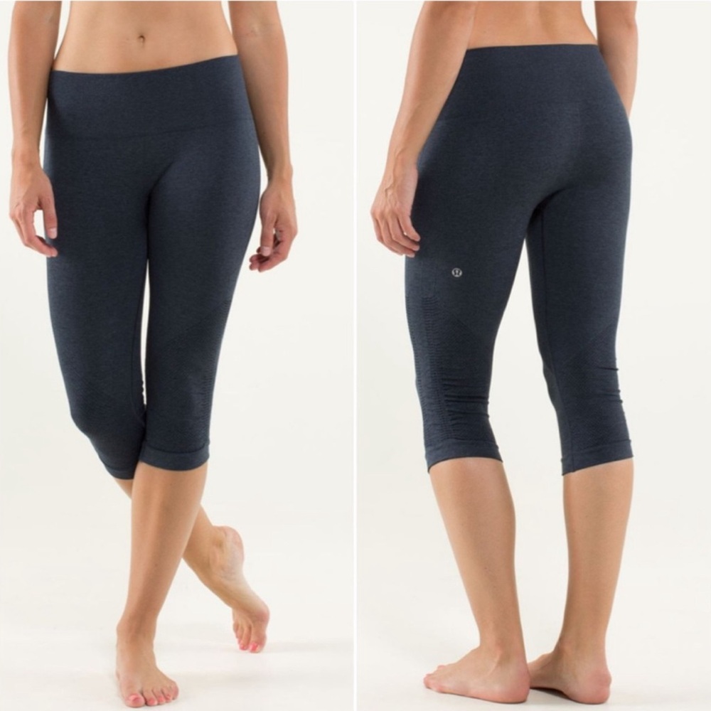 Lululemon In The Flow Capri Ruched Compression Tight Leggings